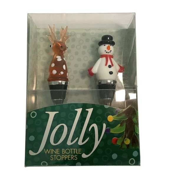 Christmas Wine Bottle Stoppers Glass Holiday - Picture 2 of 5